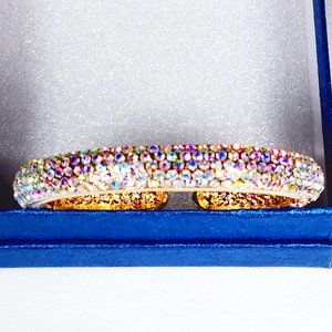 Mystic Austrian Crystal sparkling cuff bracelet in Goldtone 6.75 inches